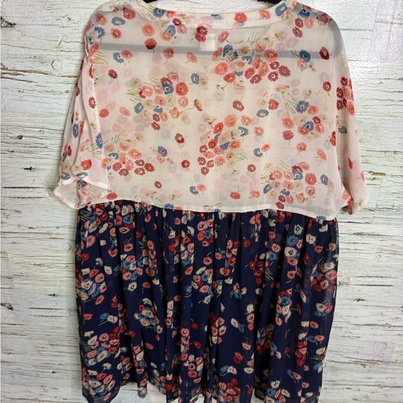 ASOS Floral Print Dress in Cream and Navy size 8 oversized - Picture 6 of 7